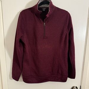 Eddie Bauer Women's Large Eggplant 1/4 Zip Pullover Sweater Sporty